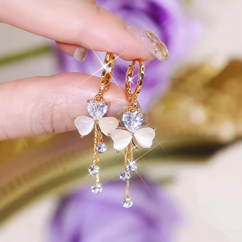 Pendientes Colgantes Trébol de Corazón