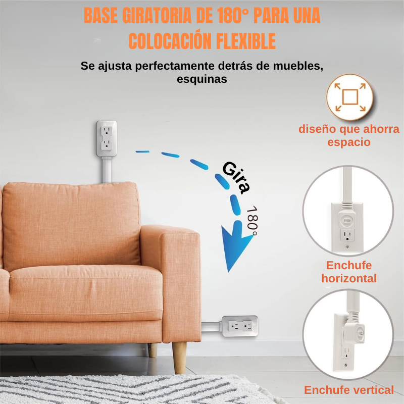 Tomacorriente Extensible y Giratorio 360°