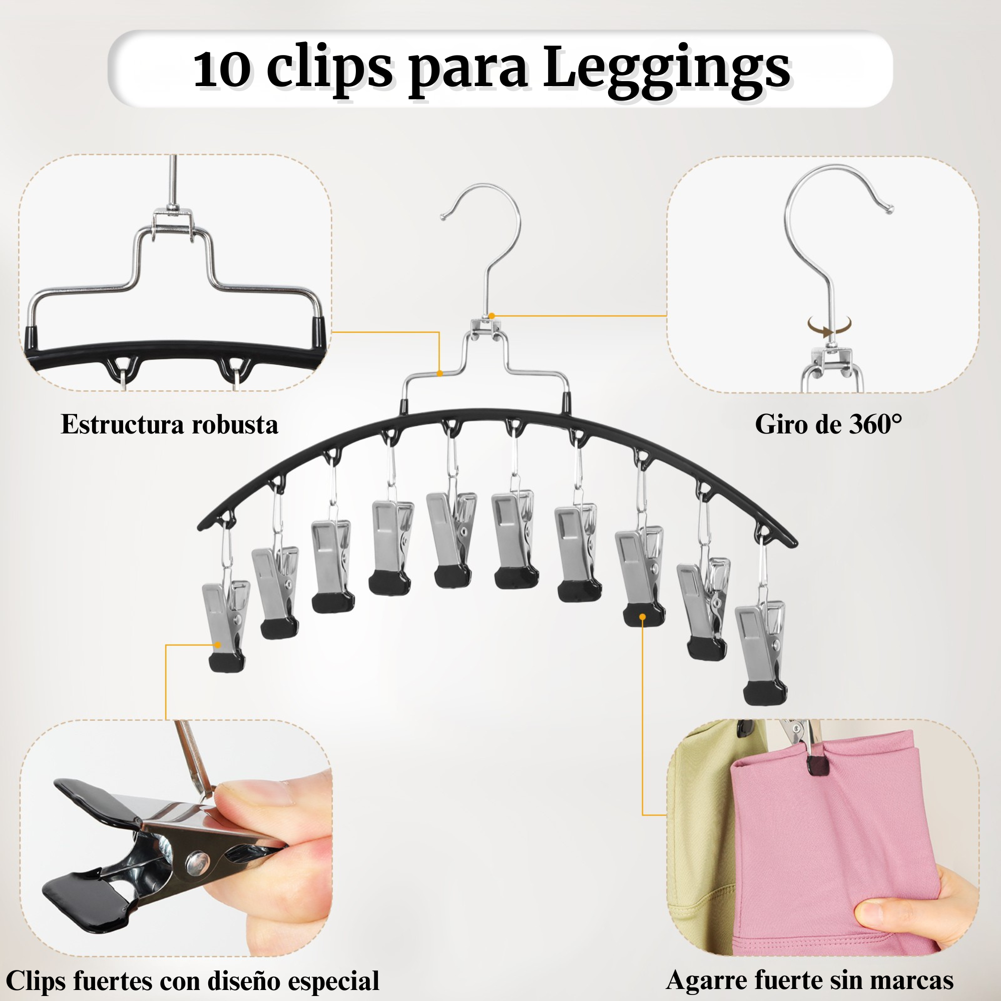 Colgador con 10 Clips👕 (Pack de 3 unidades)