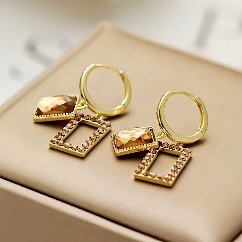 Pendiente Elegante Cuadrado de Circón