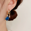 Pendientes Elegantes de Cubo Cristal Azul 💙